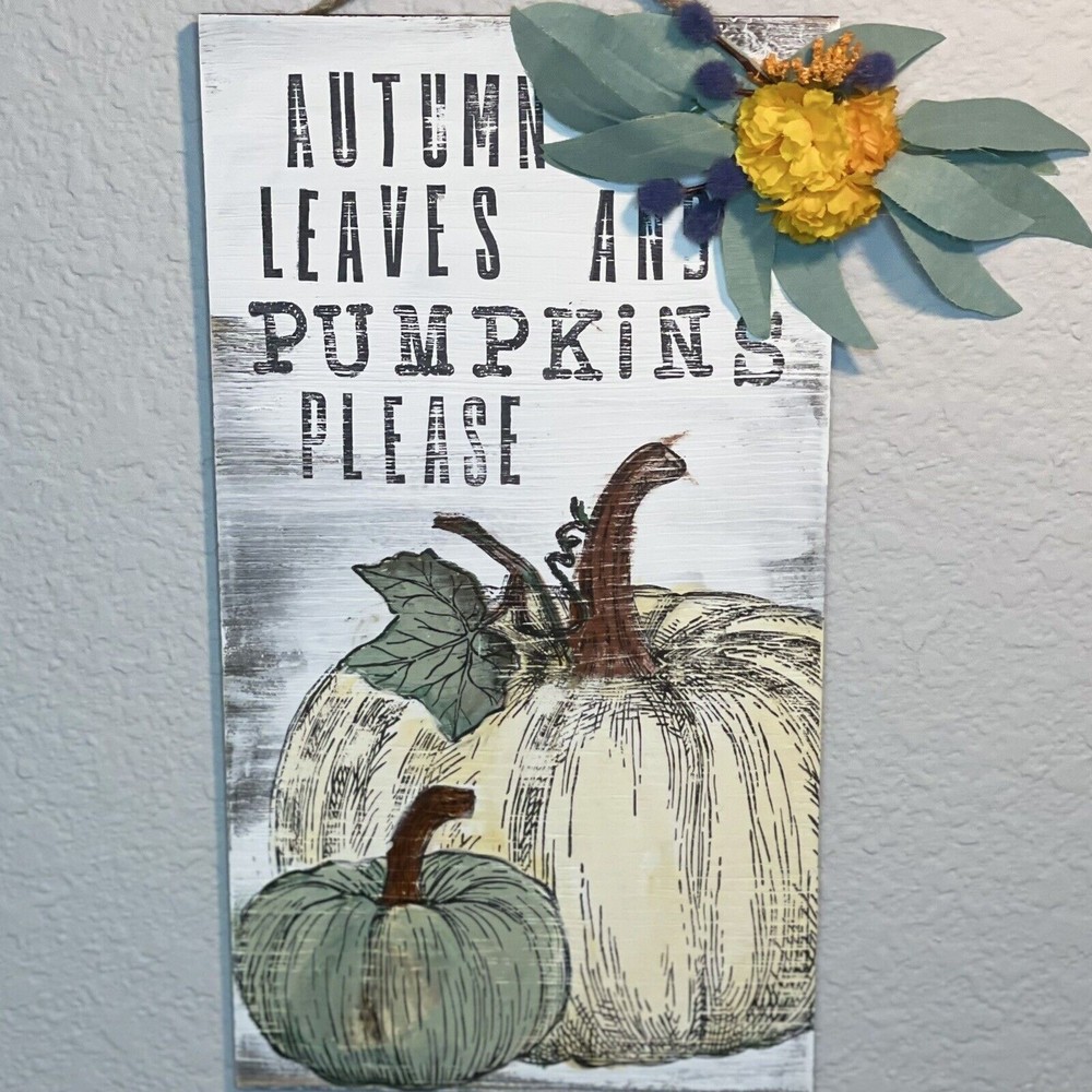 Hello Fall Door Sign 7” X 12” Maple Leaf Fall Door Decor Sign Farmhouse Autumn